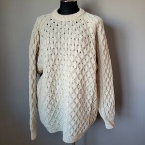 Like new Irish Aran Knit Wool Sweater Cream cable knit sweater.